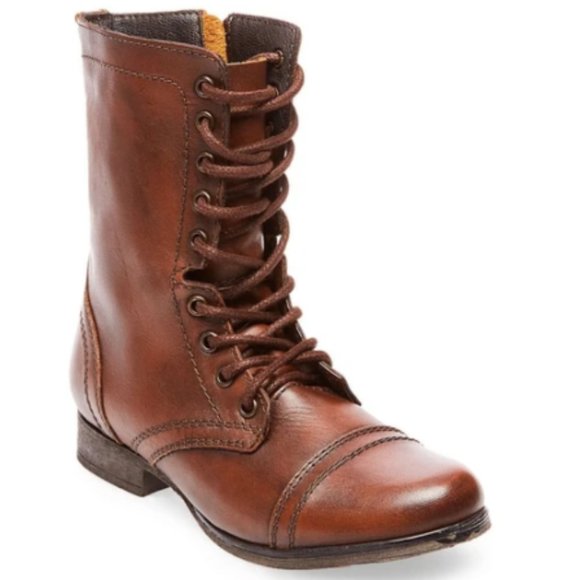 Steve Madden Shoes - Steve Madden Leather Combat Boots, Brown, Size 6.5